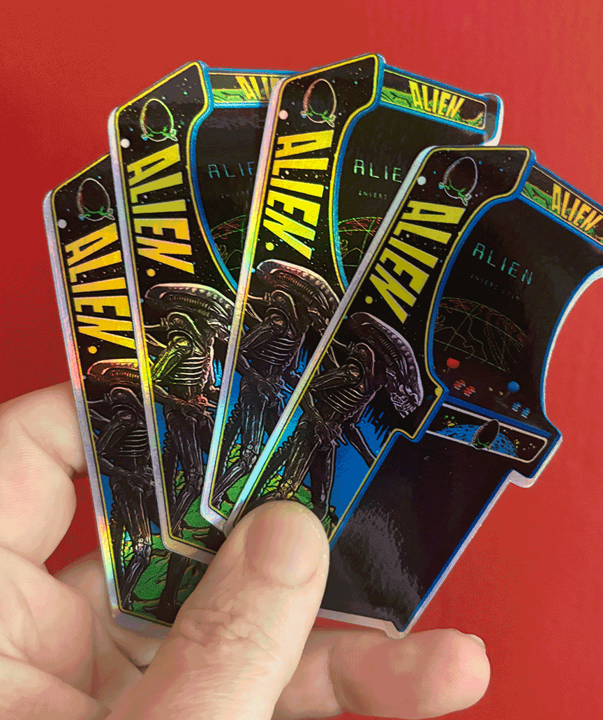 Alien Arcade Game | 4" Holographic Vinyl Sticker