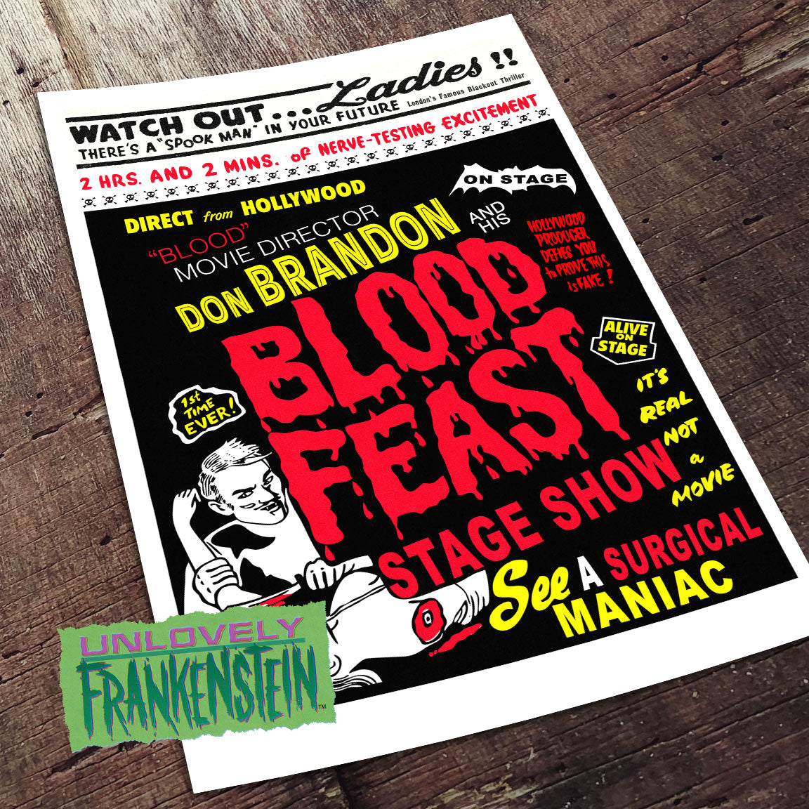 Don Brandon's Blood Feast Spook Show Poster | 11x17 Art Print