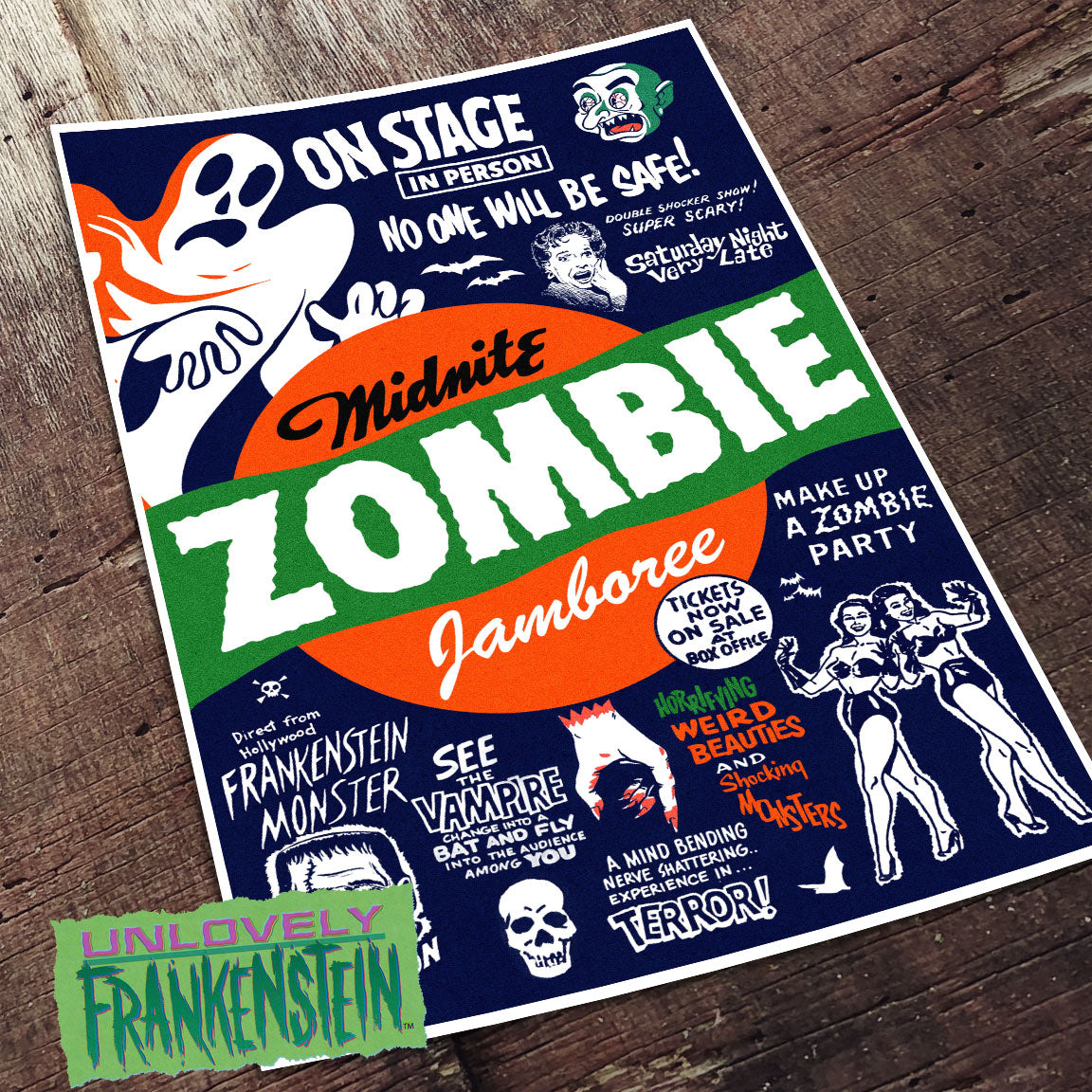 Midnite Zombie Jamboree Spook Show Poster | 11x17 Art Print
