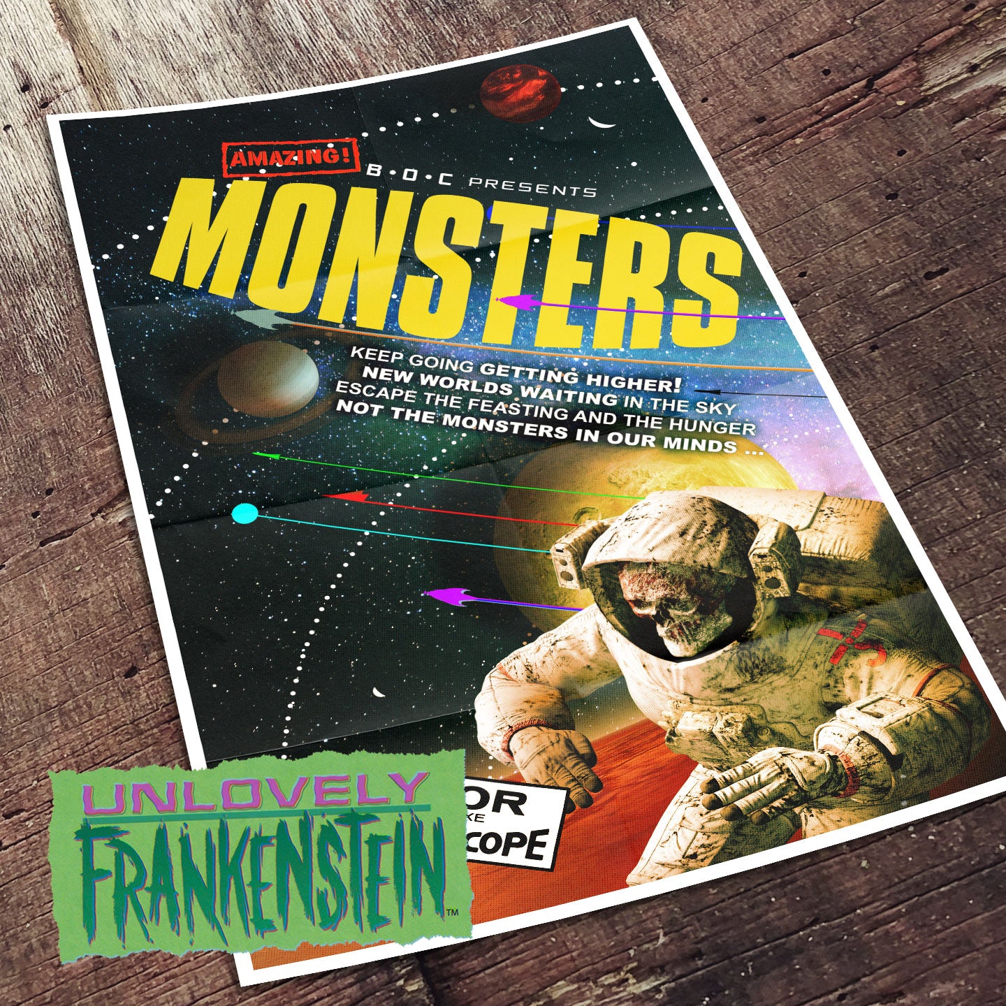 blue oyster cult monsters Blue Oyster Cult: Monsters retro sci-fi movie poster