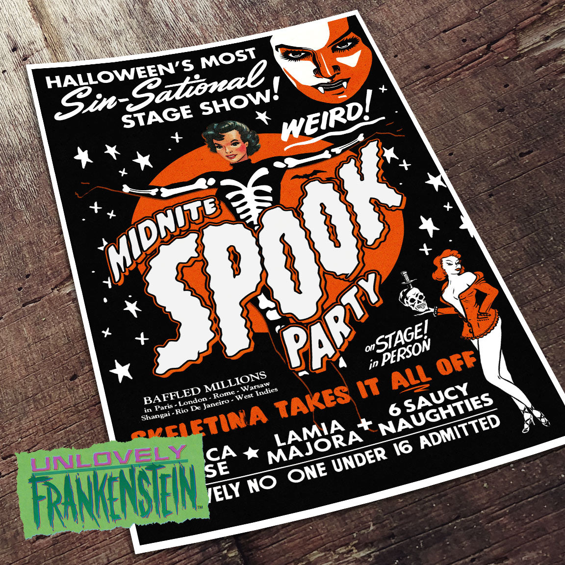 Skeletina Takes It ALL OFF custom spook show poster | 11x17 Art Print