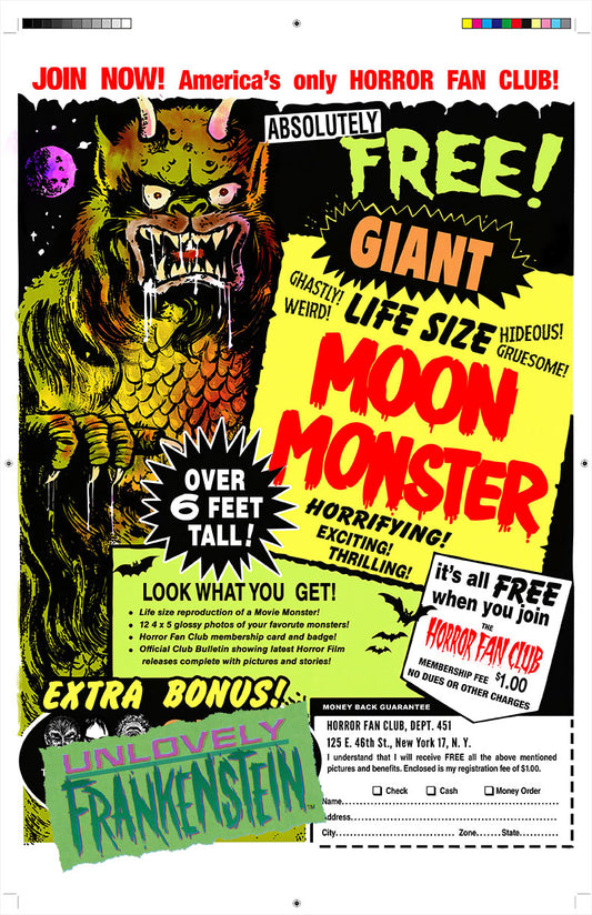 Life-Size Moon Monster comic ad recreation | 18x28 Art Print