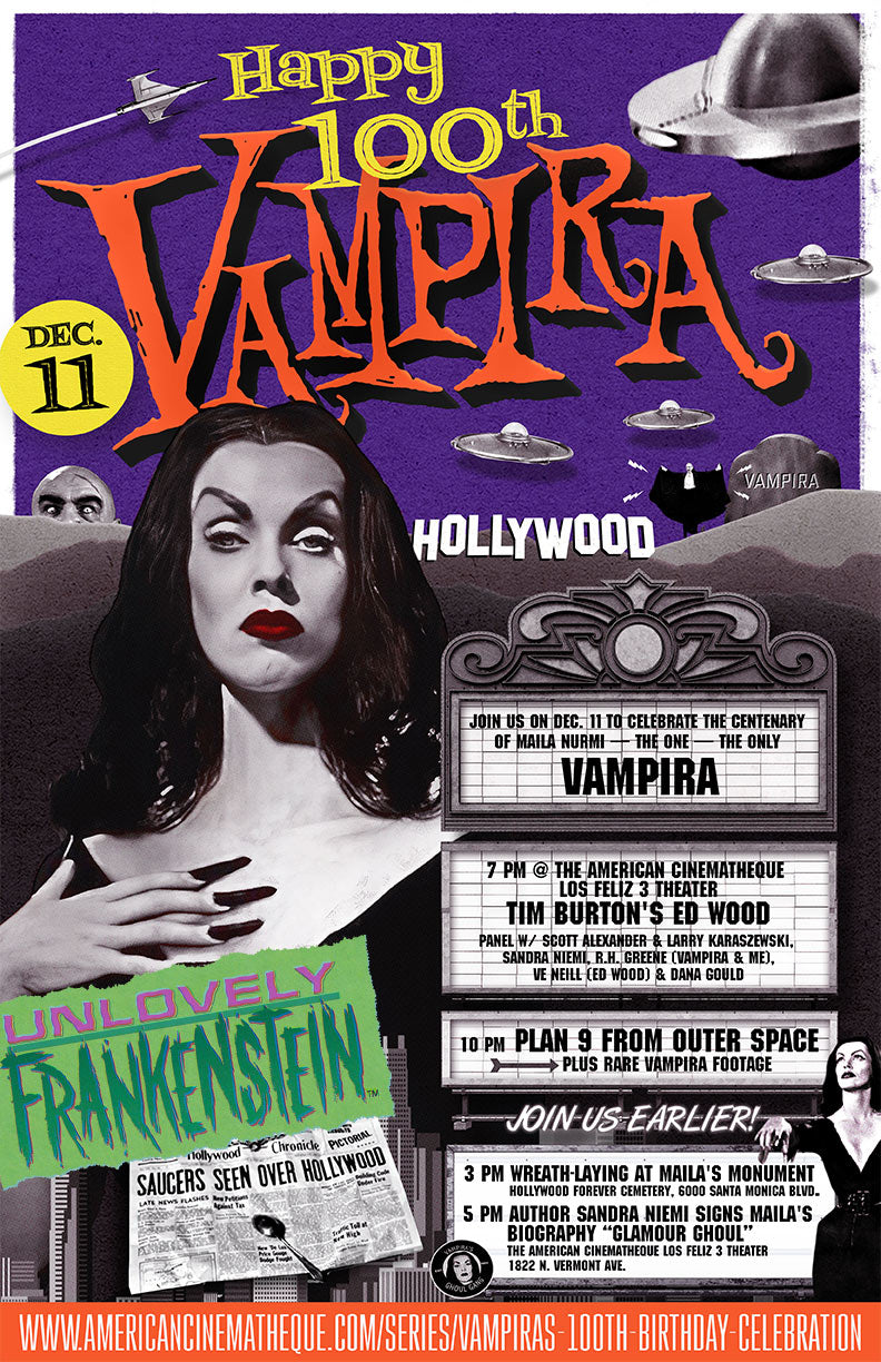 Vampira Turns 100 event poster | 11x17 Art Print
