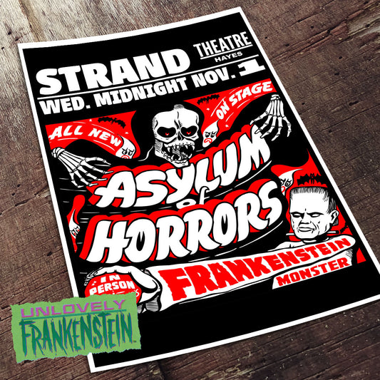 Asylum of Horrors Spook Show Poster | 11x17 Art Print