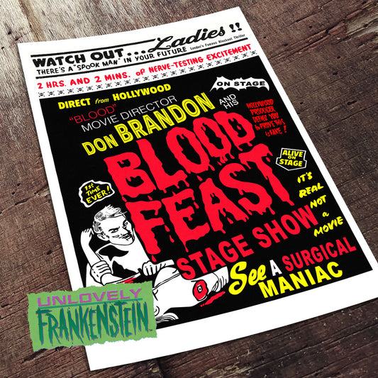 Don Brandon's Blood Feast Spook Show Poster | 11x17 Art Print