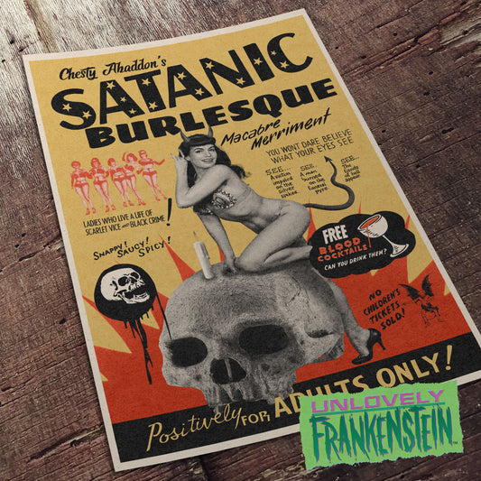 Satanic Burlesque, Chesty Abaddon spook show | 11x17 Art Print