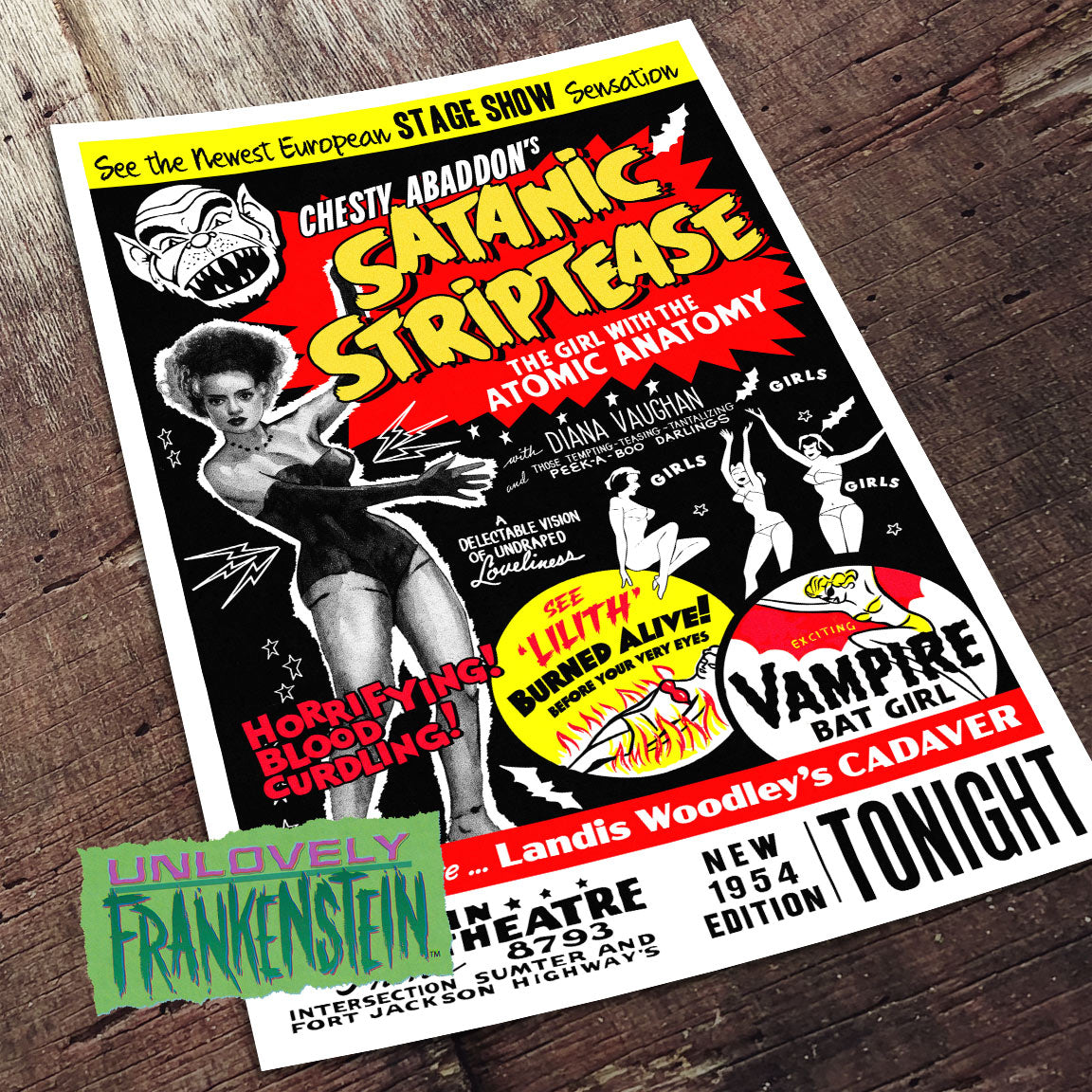 Satanic Striptease, custom burlesque poster| 11x17 Art Print