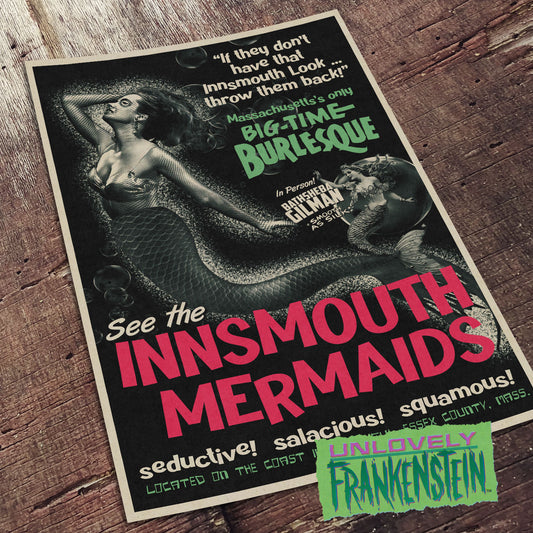 The Innsmouth Mermaids, Lovecraft Tourism Poster | 11x17 Art Print