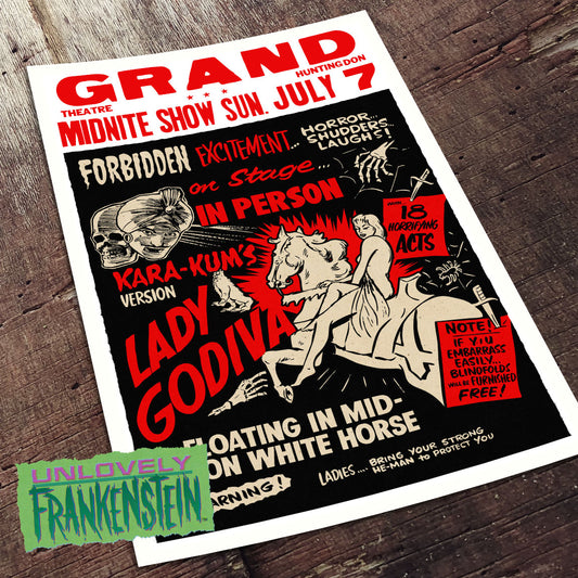 Lady Godiva's Forbidden Excitement Spook Show Poster | 11x17 Art Print