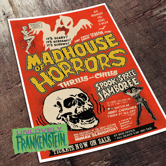 Madhouse of Horror custom spook show poster| 11x17 Art Print