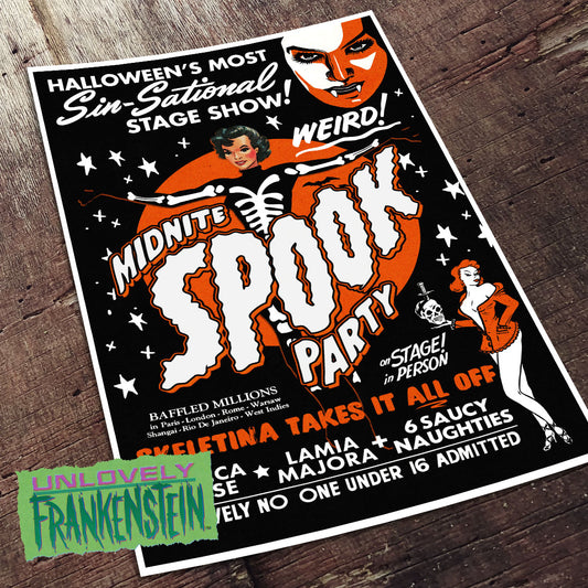 Skeletina Takes It ALL OFF custom spook show poster | 11x17 Art Print