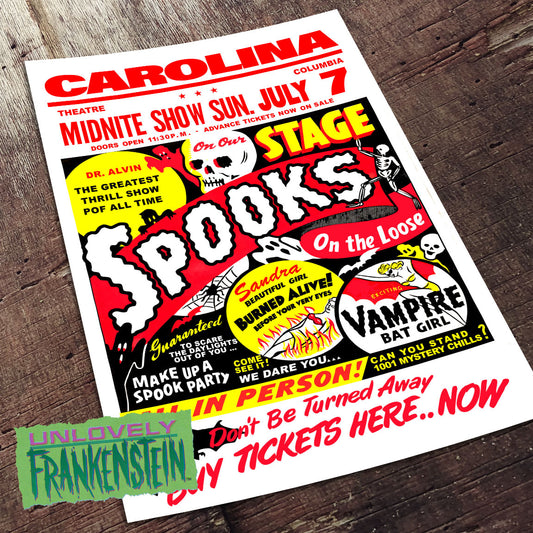 Spooks on the Loose Spook Show Poster | 11x17 Art Print