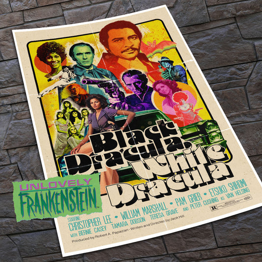 Black Dracula, White Dracula grindhouse poster | 11x17 Art Print