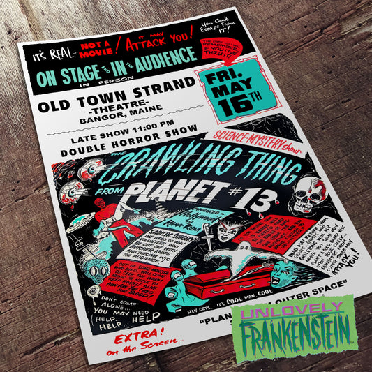 The Crawling Thing from Planet 13, Spook Show Poster | 11x17 Art Print