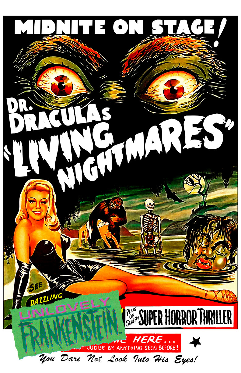Dr. Dracula's Living Nightmares Spook Show Poster | 11x17 Art Print