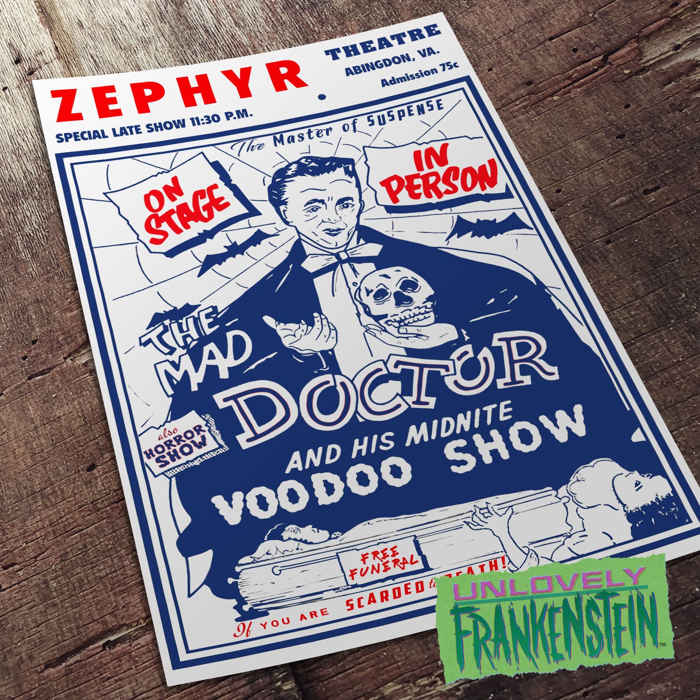 The Mad Doctor and His Midnite Voodoo Show, Spook Show poster | 11x17 Art Print