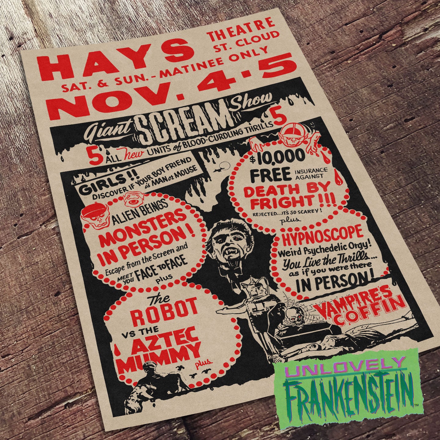 Giant Scream Show/Spook Show Poster | 11x17 Art Print