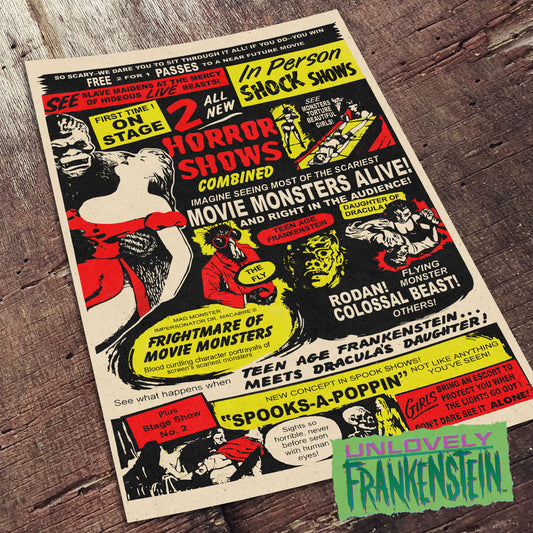 Frightmare of Movie Monsters spook show poster | 11x17 Art Print