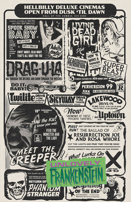 Hellbilly Deluxe movie listings (ACID-STAINED PRINT) | 11x17 Art Print (Copy)