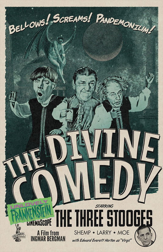 The Three Stooges and Ingmar Bergman's The Divine Comedy | 11x17 Art Print