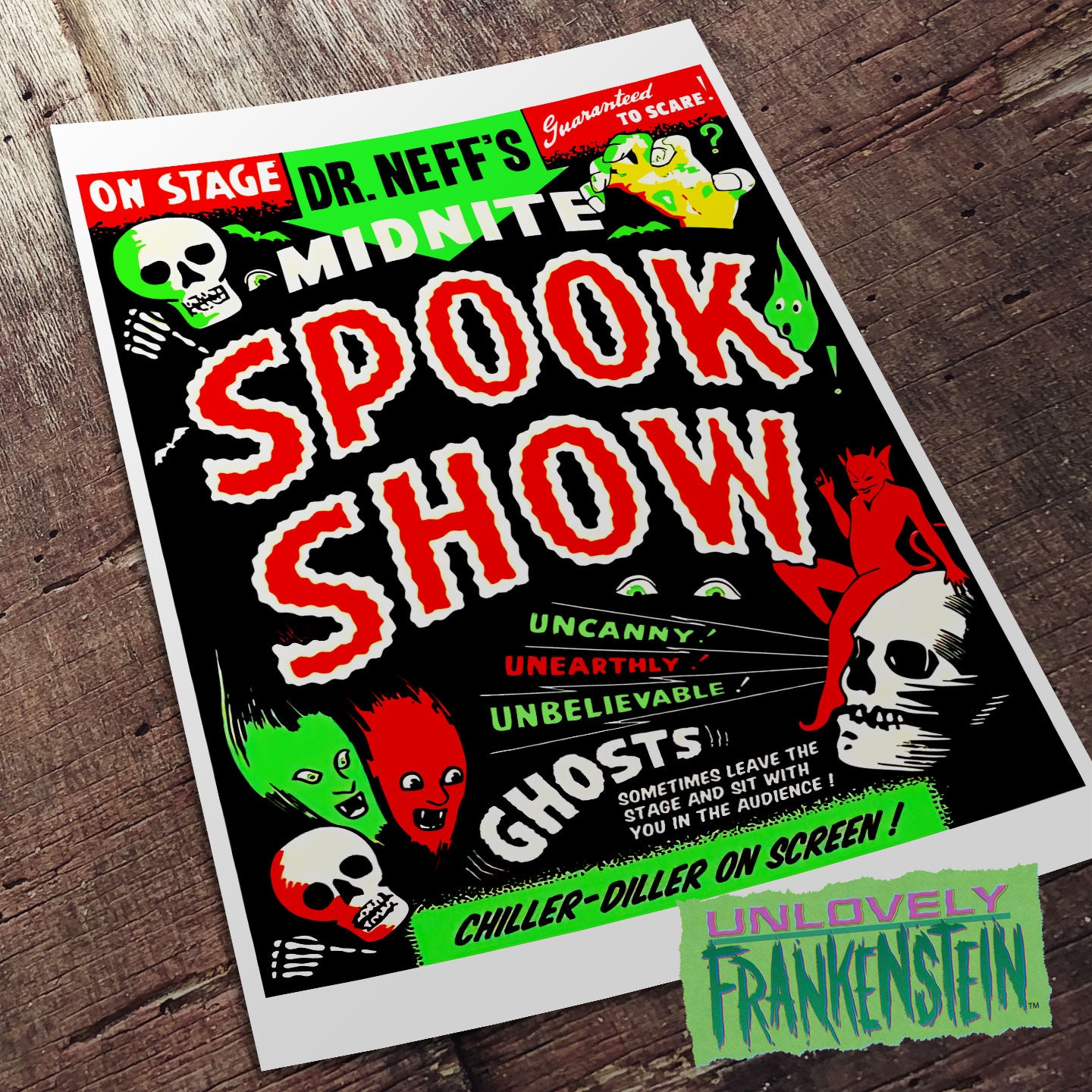 Dr. Neff's Midnite Ghost Show, Spook Show Poster | 11x17 Art Print