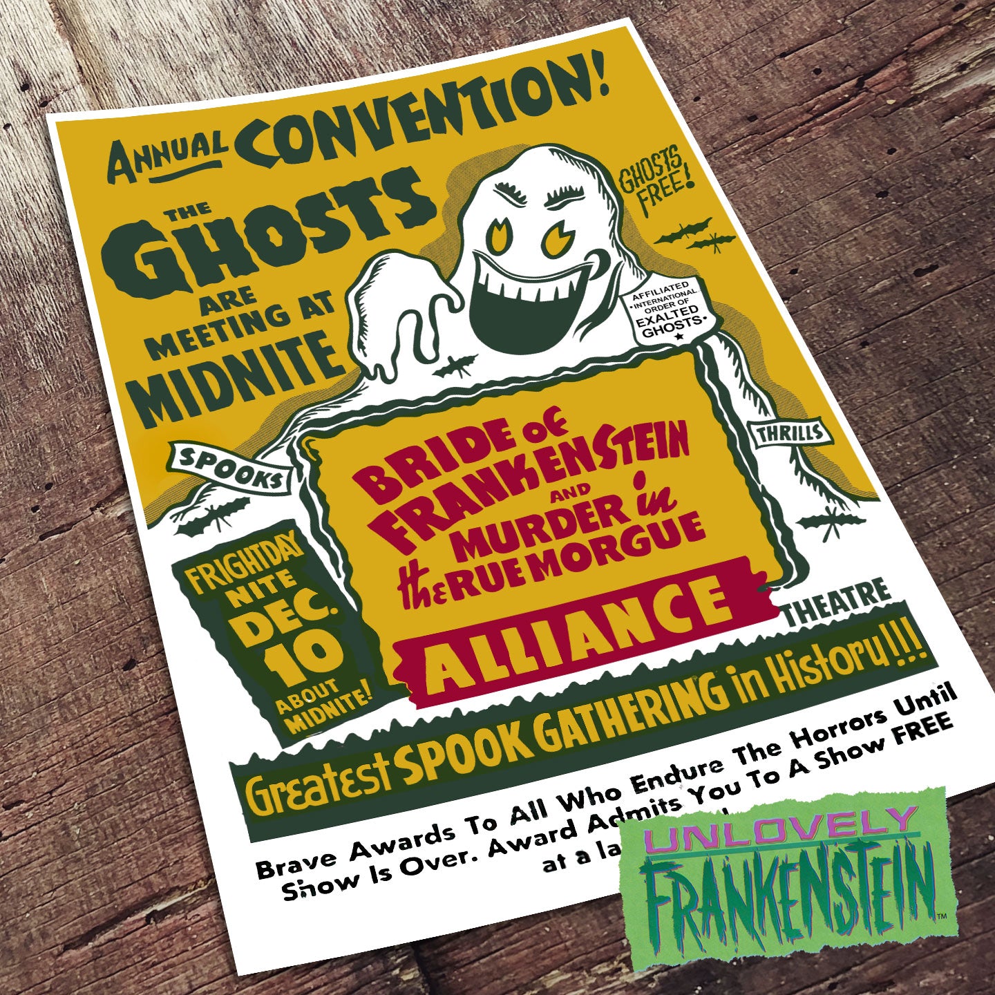 The Ghosts Are Meeting at Midnight: Spook Show Poster | 11x17 Art Print