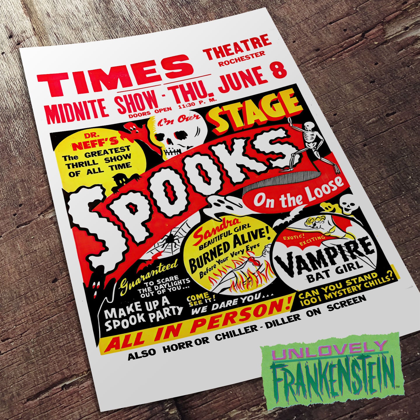 Spook Show cheapest five print bundle, vintage horror