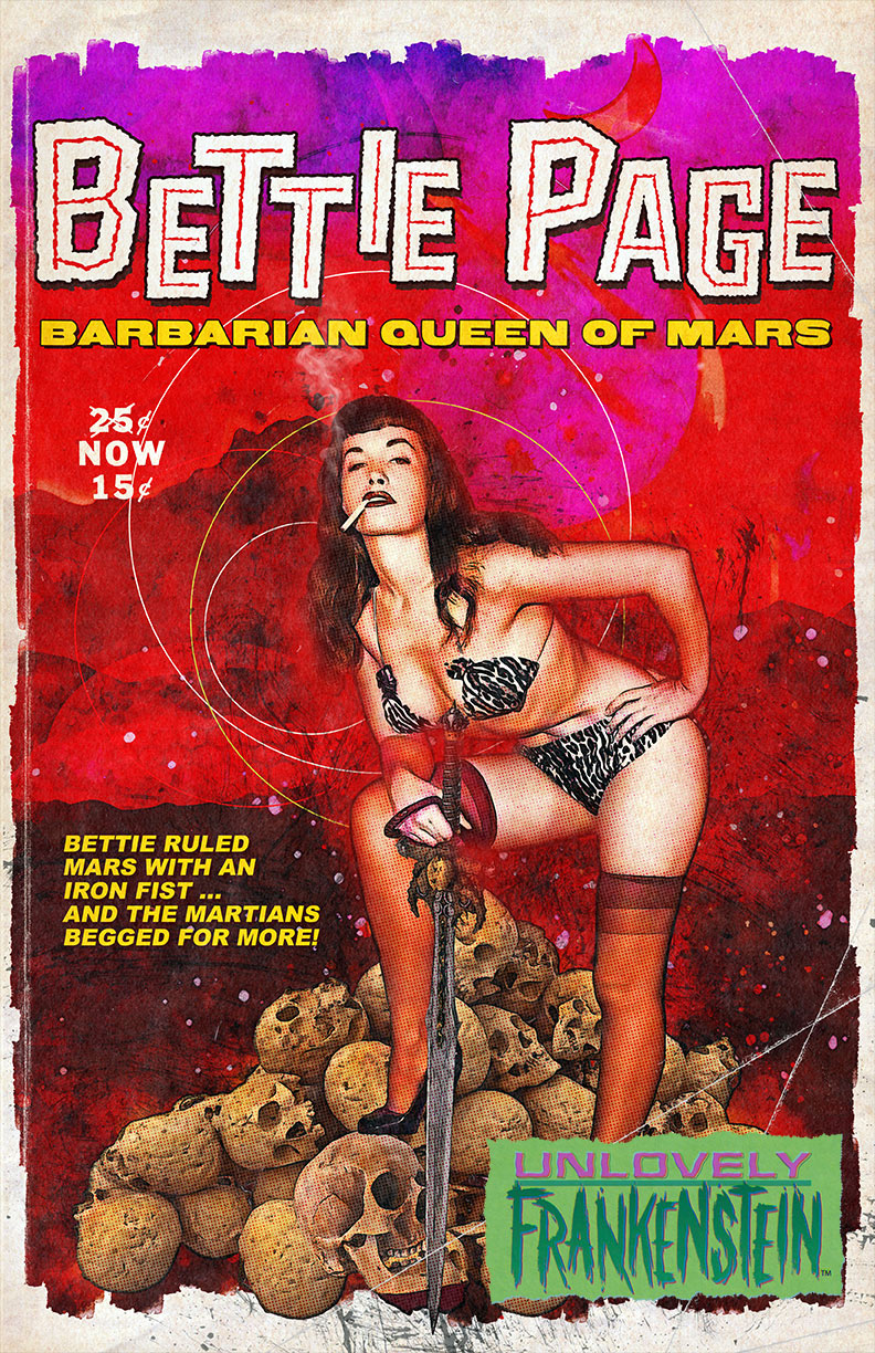 Bettie Page, Barbarian Queen of Mars pulp art print | 11x17 Art Print
