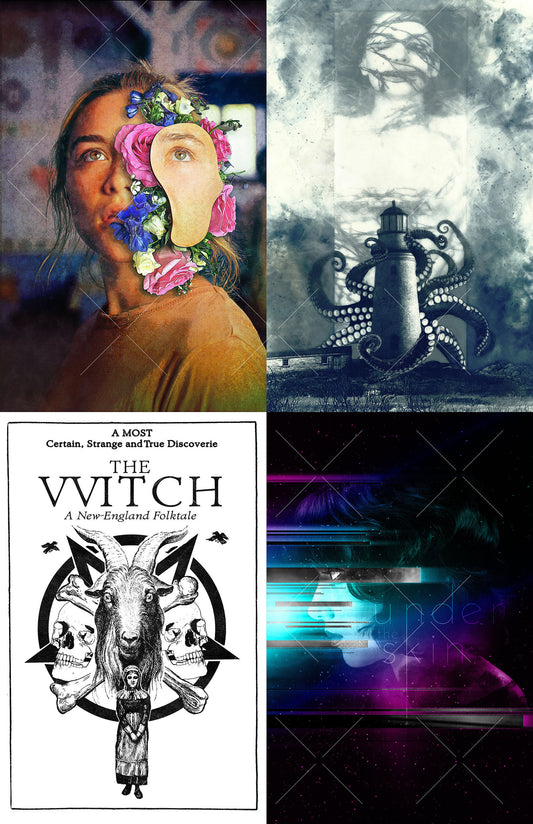 A24 four 11x17 print bundle: The Witch, Under the Skin, Midsommar, The Lighthouse